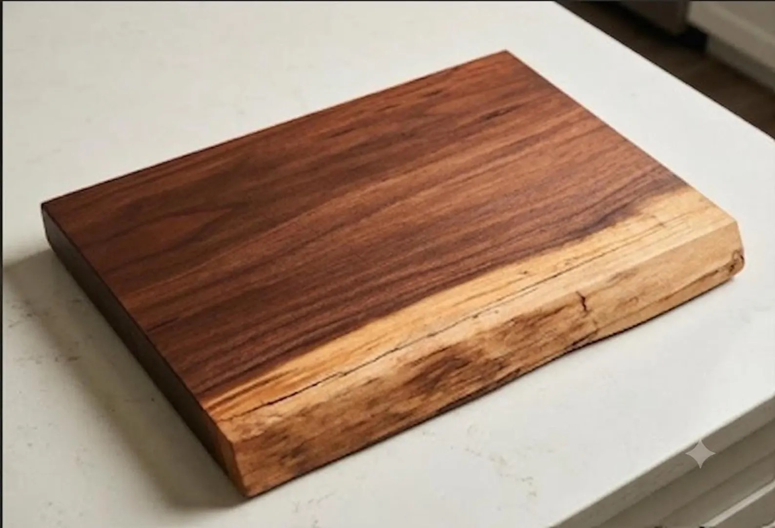 Live edge walnut cutting board, studio shot