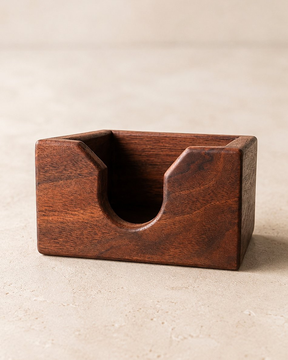 Solid walnut coaster holder